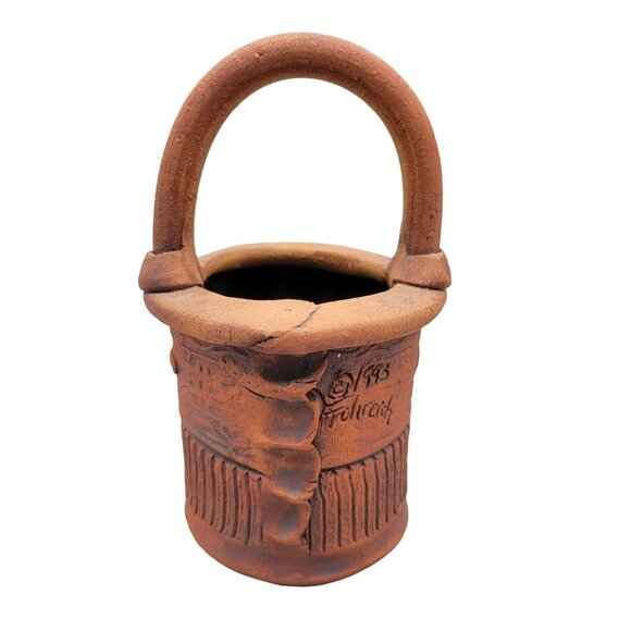 Frohreich Barn Buckets Pottery Terracotta Hand Built Planter Keyholes Locks - Picture 3 of 7